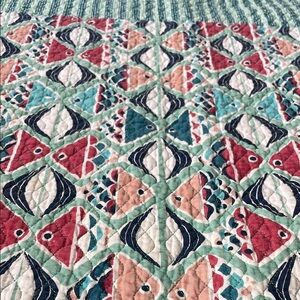 Vera Bradley fish pattern, twin size quilt